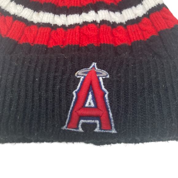 Los Angeles Angels Beanie Pom Pom Hat Mens One Size Red Knit - Picture 5 of 8